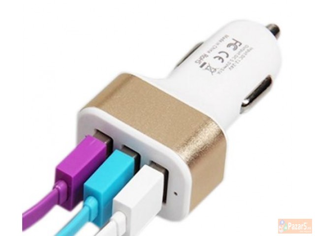 Универзален Usb полнач за во автомобил со 3 порти 