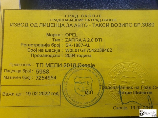Prodavam Taxi Vozilo So Licenca I Firma