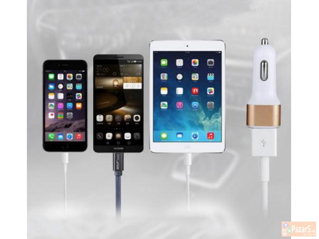 Универзален USB полнач за во автомобил со 3 порти