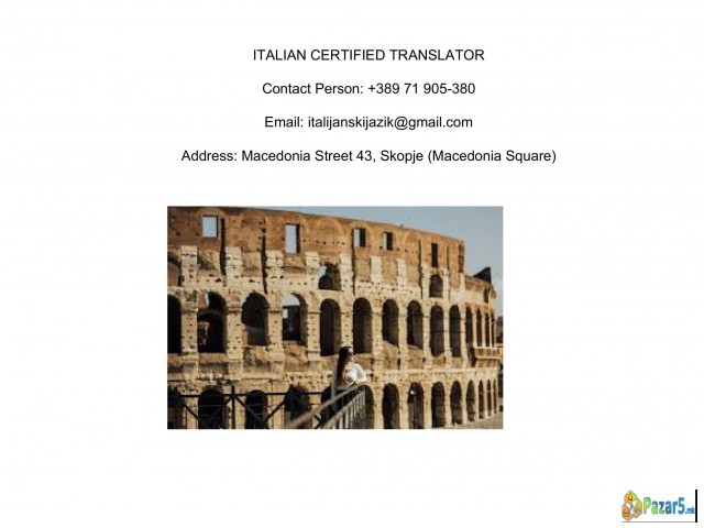 Sudski preveduvac italijanski jazik 071 905 380