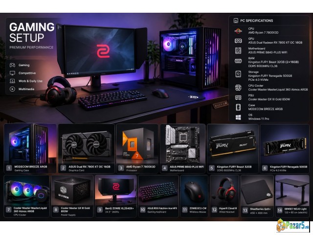 Слика за огласот: Gaming PC Ryzen 7 7800X3D / RX 7800 XT 16GB / 32GB